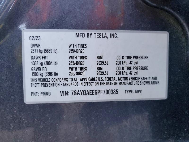 Продажа на аукционе авто 2023 Tesla Model Y, vin: 7SAYGAEE6PF700385, номер лота: 52940676