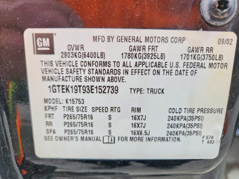 Продаж на аукціоні авто 2003 Gmc New Sierra, vin: 1GTEK19T93E152739, номер лоту: 53833736