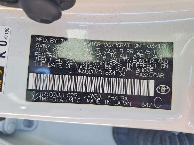 54085026 :رقم المزاد ، JTDKN3DU4D1664133 vin ، 2013 Toyota Prius مزاد بيع