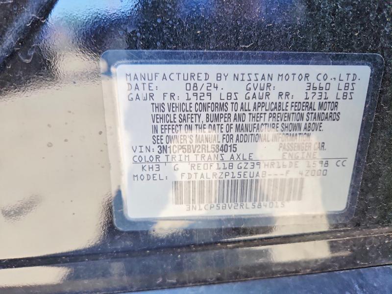 Aukcja sprzedaży 2024 Nissan Kicks, vin: 3N1CP5BV2RL584015, numer aukcji: 52779826