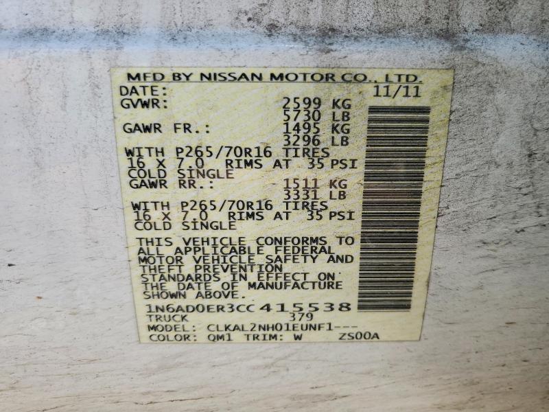 Aukcja sprzedaży 2012 Nissan Frontier, vin: 1N6AD0ER3CC415538, numer aukcji: 53977136