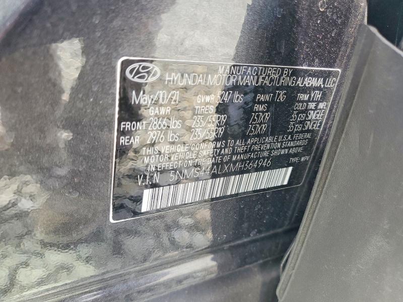 Продажа на аукционе авто 2021 Hyundai Santa Fe, vin: 5NMS44ALXMH364946, номер лота: 54339176