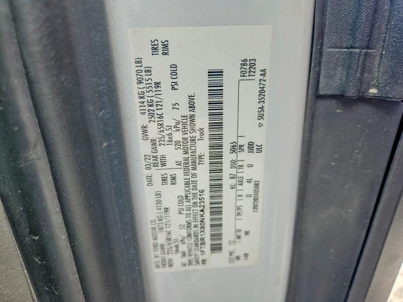 Продаж на аукціоні авто 2022 Ford Transit, vin: 1FTBR1X80NKA23516, номер лоту: 54720996