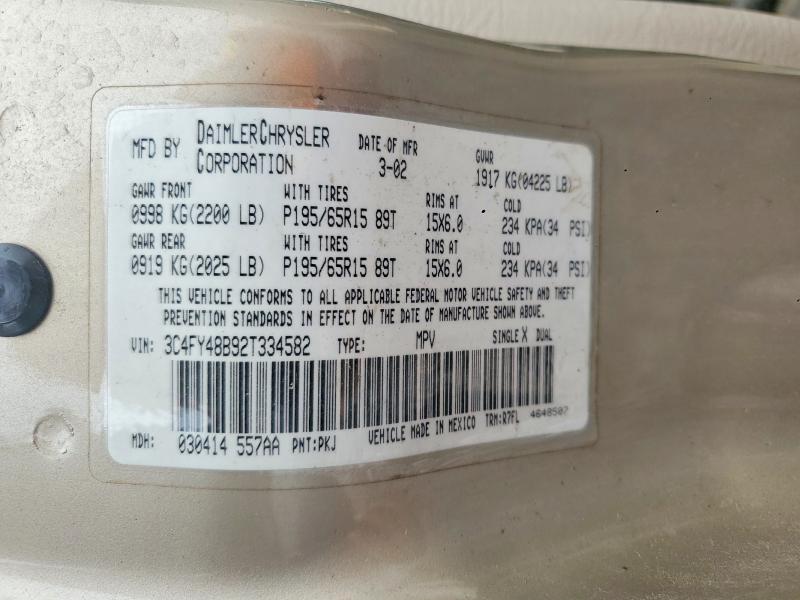 Aukcja sprzedaży 2002 Chrysler Pt Cruiser, vin: 3C4FY48B92T334582, numer aukcji: 54490266