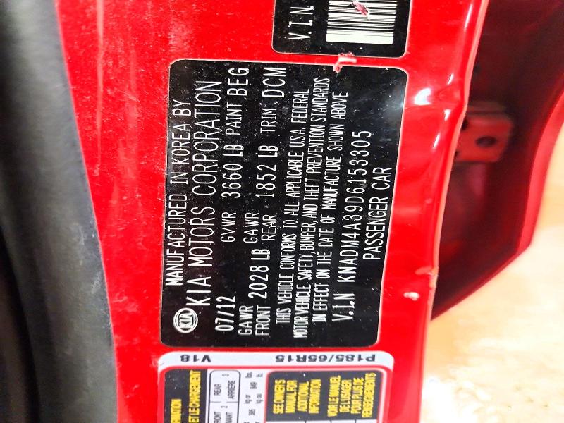 51892796 :رقم المزاد ، KNADM4A39D6153305 vin ، 2013 Kia Rio مزاد بيع