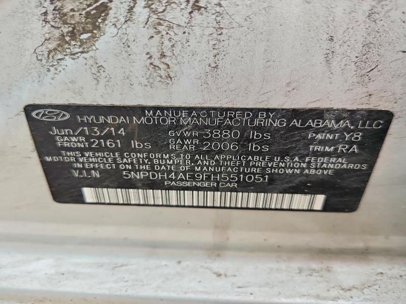 Aukcja sprzedaży 2015 Hyundai Elantra, vin: 5NPDH4AE9FH551051, numer aukcji: 54102886
