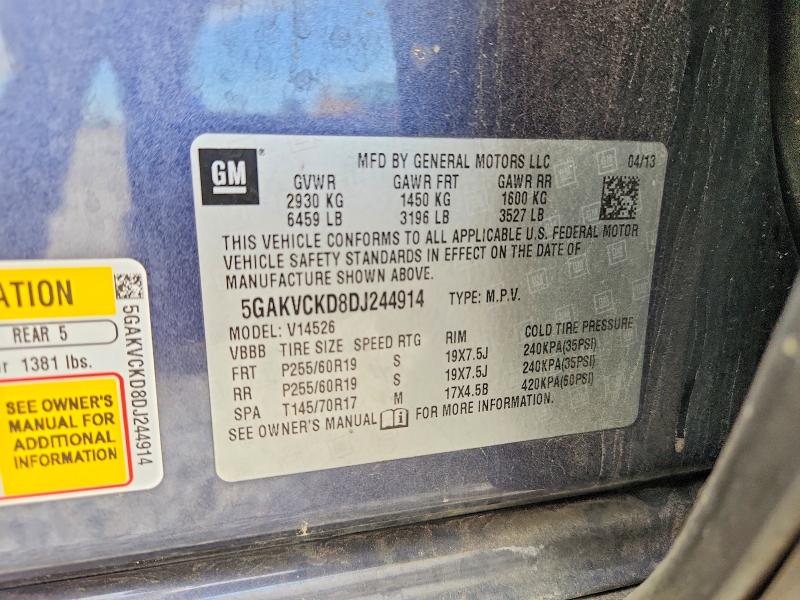 53665396 :رقم المزاد ، 5GAKVCKD8DJ244914 vin ، 2013 Buick Enclave مزاد بيع