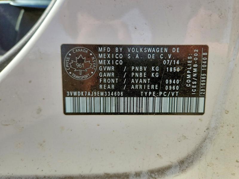52166096 :رقم المزاد ، 3VWDK7AJ9EM334606 vin ، 2014 Volkswagen Jetta مزاد بيع