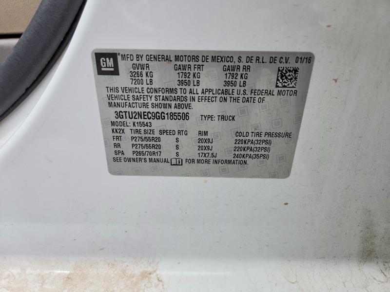 Продаж на аукціоні авто 2016 Gmc Sierra, vin: 3GTU2NEC9GG185506, номер лоту: 52547466