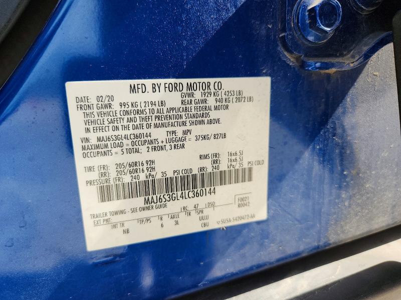 Продажа на аукционе авто 2020 Ford Ecosport, vin: MAJ6S3GL4LC360144, номер лота: 52601266