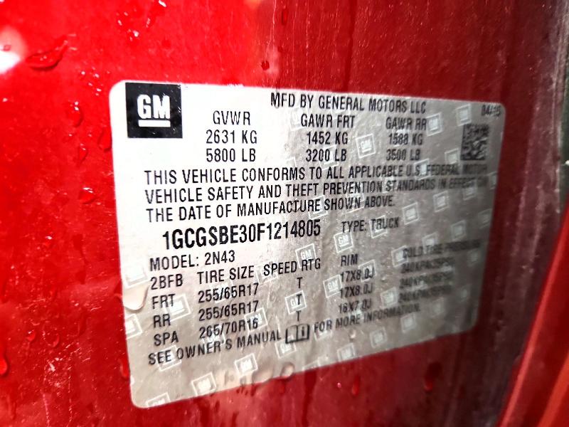 2015 Chevrolet Colorado მანქანა იყიდება აუქციონზე, vin: 1GCGSBE30F1214805, აუქციონის ნომერი: 58499086
