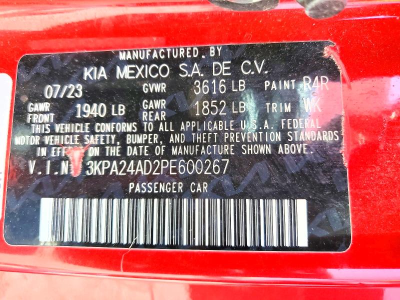 Продаж на аукціоні авто 2023 Kia Rio, vin: 3KPA24AD2PE600267, номер лоту: 53111796