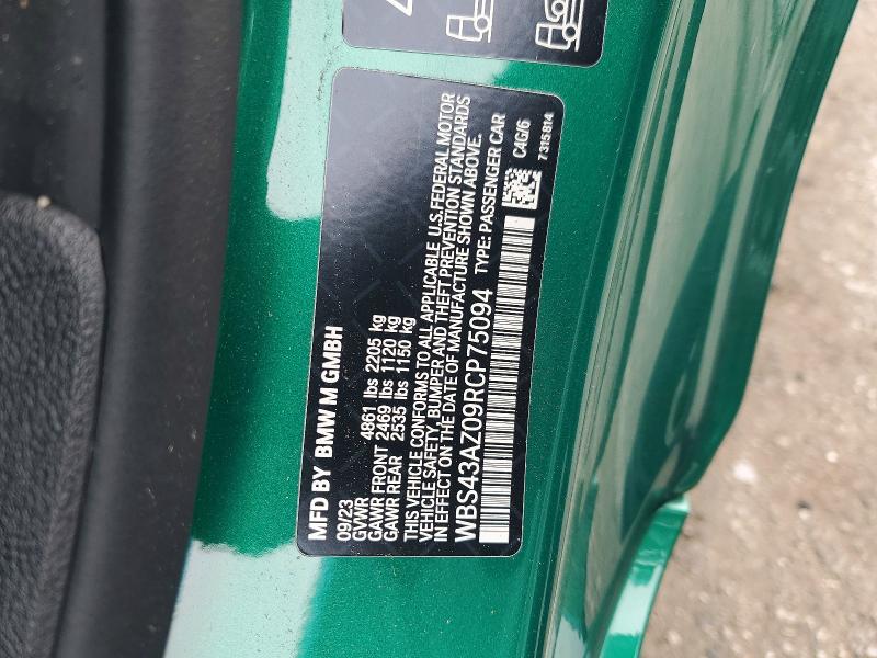53108336 :رقم المزاد ، WBS43AZ09RCP75094 vin ، 2024 Bmw M4 مزاد بيع