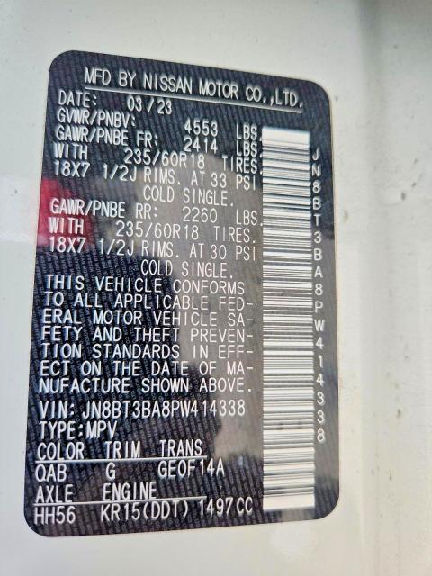 51918866 :رقم المزاد ، JN8BT3BA8PW414338 vin ، 2023 Nissan Rogue مزاد بيع