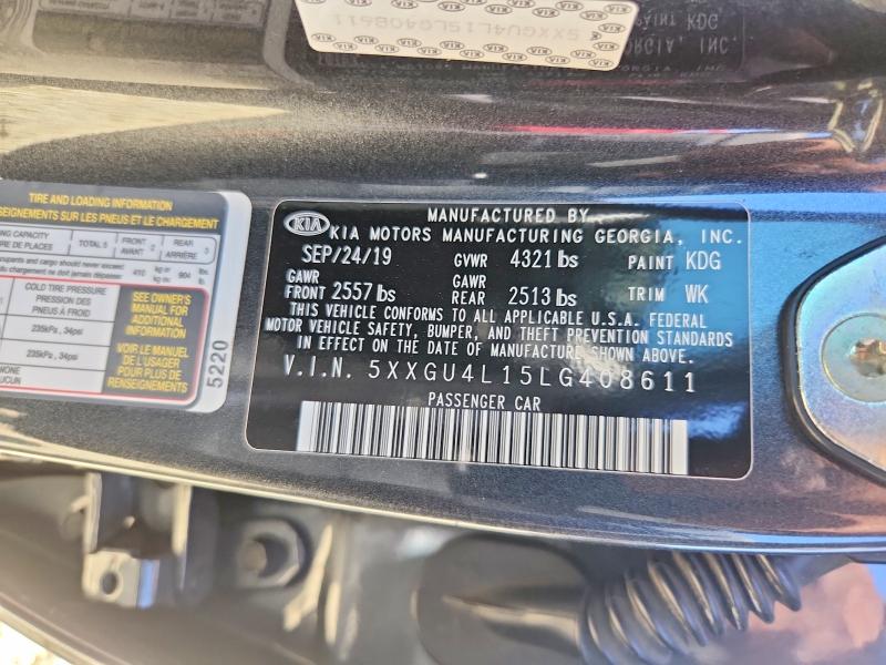 54177196 :رقم المزاد ، 5XXGU4L15LG408611 vin ، 2020 Kia Optima مزاد بيع