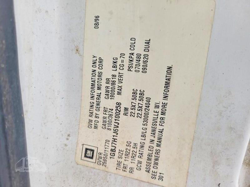 53392606 :رقم المزاد ، 1GBJ7H1J6VJ100258 vin ، 1997 Chevrolet C-series مزاد بيع