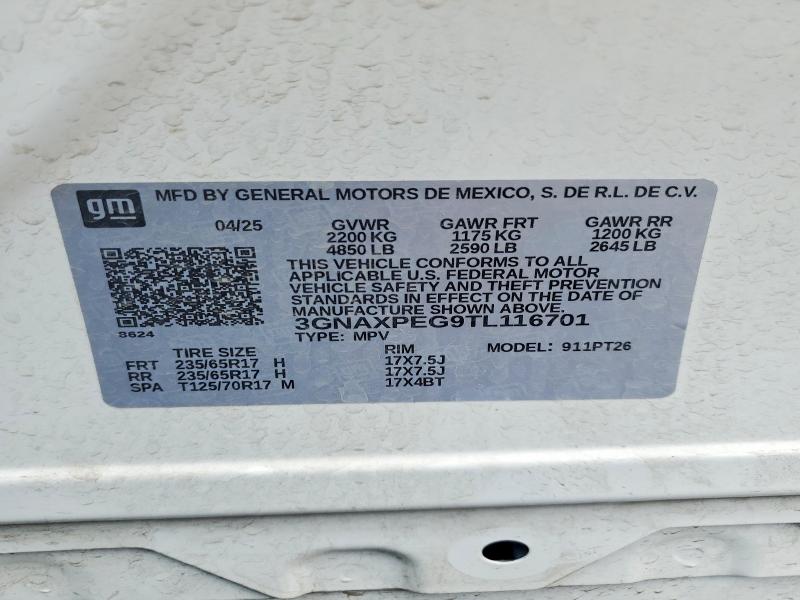 Продаж на аукціоні авто 2026 Chevrolet Equinox, vin: 3GNAXPEG9TL116701, номер лоту: 53453486