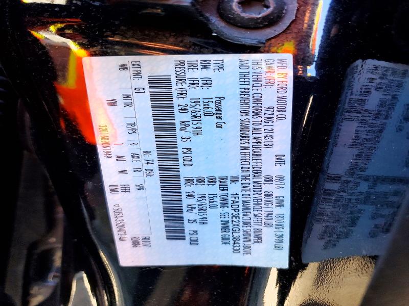 2016 Ford Focus მანქანა იყიდება აუქციონზე, vin: 1FADP3E2XGL384330, აუქციონის ნომერი: 53005296