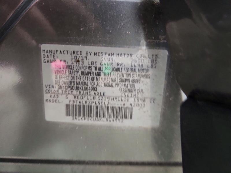 54721036 :رقم المزاد ، 3N1CP5CU8KL564993 vin ، 2019 Nissan Kicks مزاد بيع