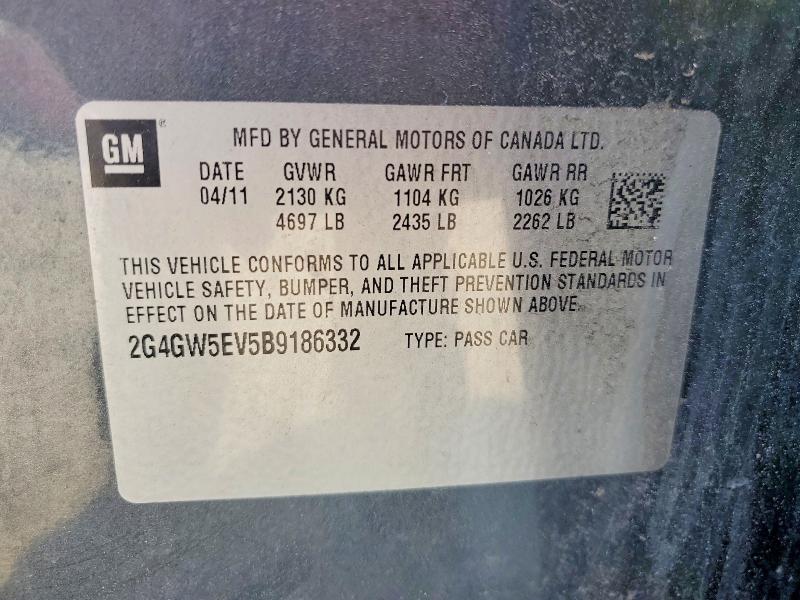 2011 Buick Regal მანქანა იყიდება აუქციონზე, vin: 2G4GW5EV5B9186332, აუქციონის ნომერი: 53955246