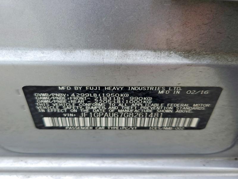 Продаж на аукціоні авто 2016 Subaru Impreza, vin: JF1GPAU67G8261481, номер лоту: 51902716