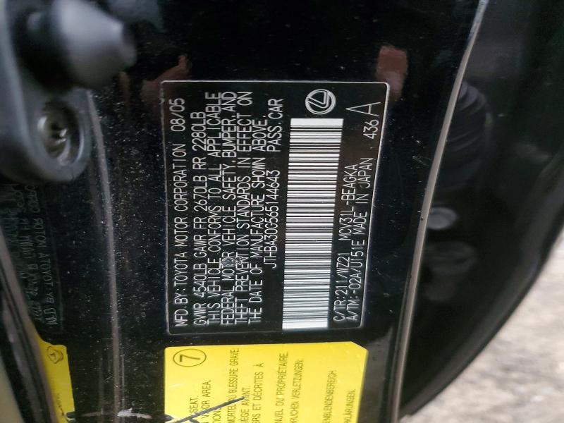 53544036 :رقم المزاد ، JTHBA30G565144643 vin ، 2006 Lexus Es مزاد بيع