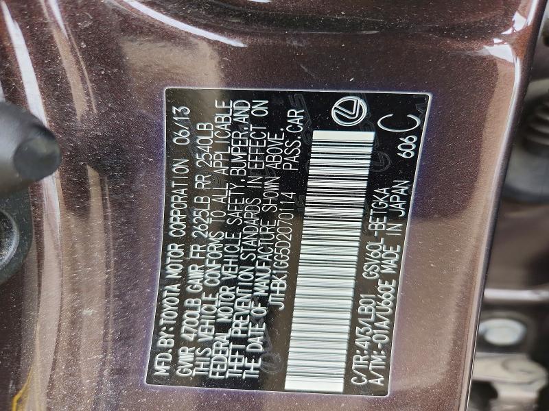 53245306 :رقم المزاد ، JTHBK1GG5D2070114 vin ، 2013 Lexus Es مزاد بيع
