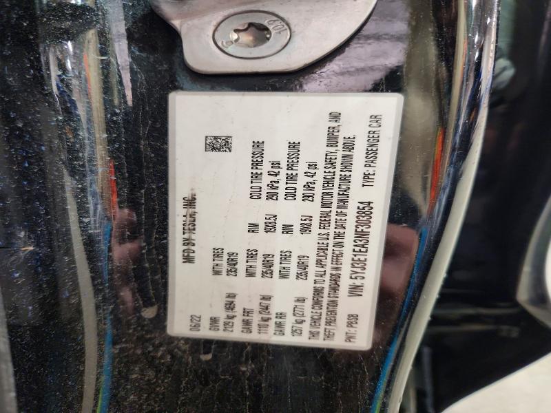 Auction sale of the 2022 Tesla Model 3, vin: 5YJ3E1EA3NF303854, lot number: 52433696