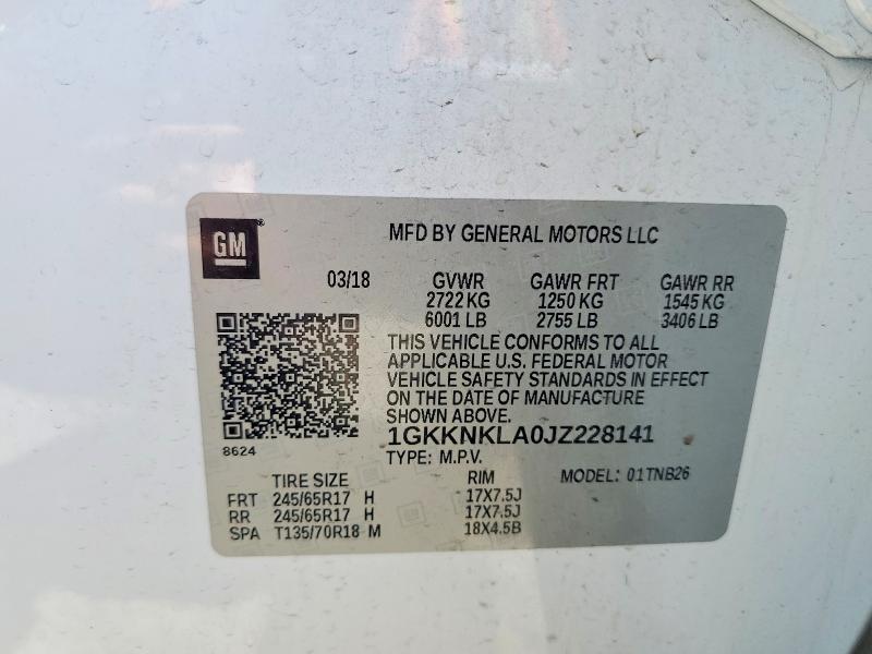 Продаж на аукціоні авто 2018 Gmc Acadia, vin: 1GKKNKLA0JZ228141, номер лоту: 54668916