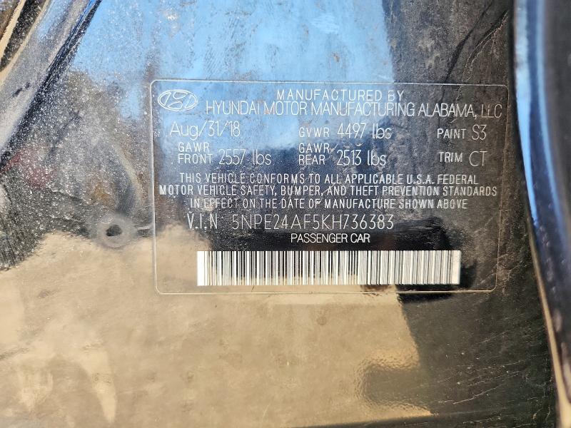 Продаж на аукціоні авто 2019 Hyundai Sonata, vin: 5NPE24AF5KH736383, номер лоту: 53759496