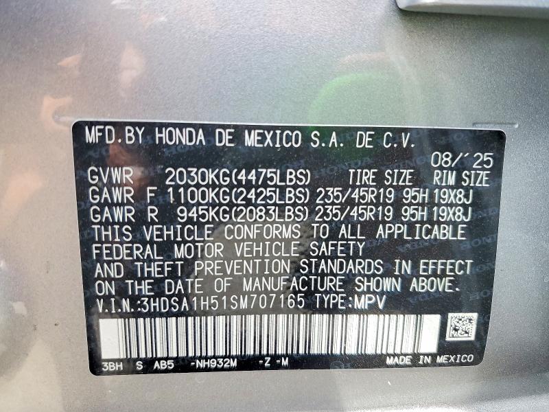 53647966 :رقم المزاد ، 3HDSA1H51SM707165 vin ، 2025 Acura Adx مزاد بيع