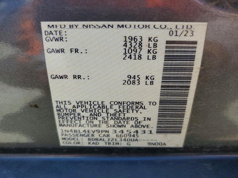 Продаж на аукціоні авто 2023 Nissan Altima, vin: 1N4BL4EV9PN345431, номер лоту: 52444906