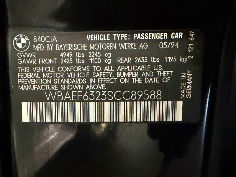 Продажа на аукционе авто 1995 Bmw 840, vin: WBAEF6323SCC89588, номер лота: 53122376