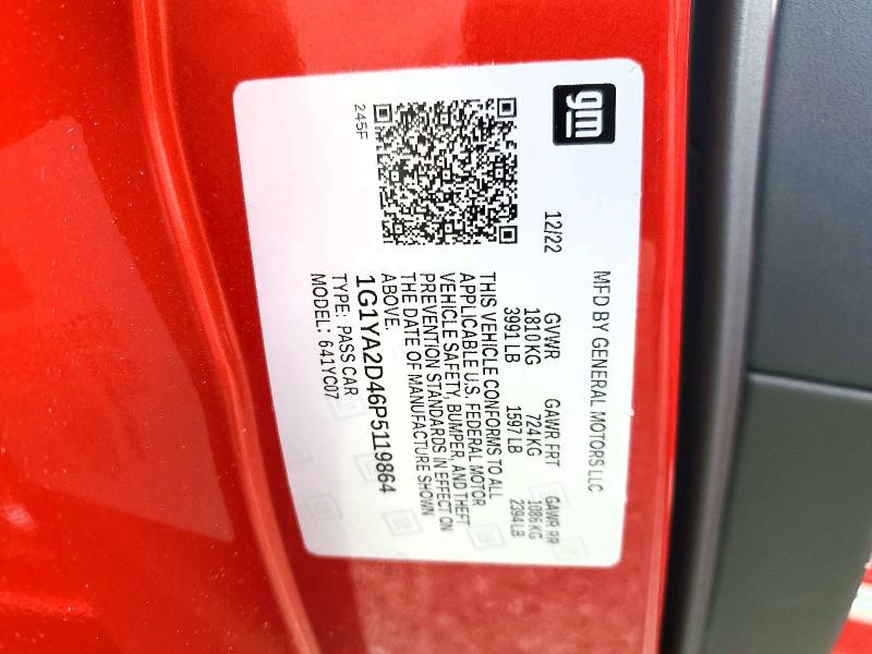 Продажа на аукционе авто 2023 Chevrolet Corvette, vin: 1G1YA2D46P5119864, номер лота: 52411606