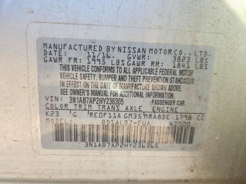 Aukcja sprzedaży 2017 Nissan Sentra, vin: 3N1AB7AP2HY236365, numer aukcji: 51479396