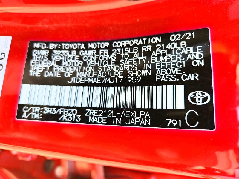 Продажа на аукционе авто 2021 Toyota Corolla, vin: JTDEPMAE7MJ171959, номер лота: 53274876