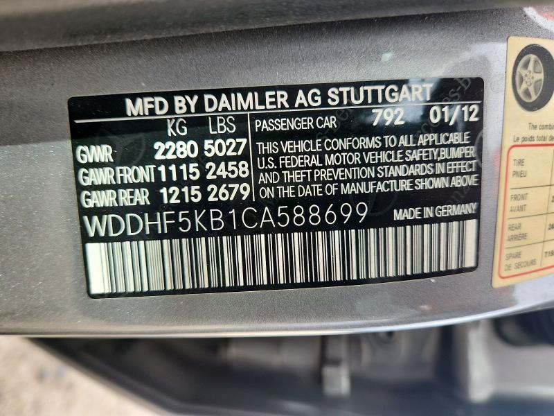 Aukcja sprzedaży 2012 Mercedes-benz E, vin: WDDHF5KB1CA588699, numer aukcji: 52612016