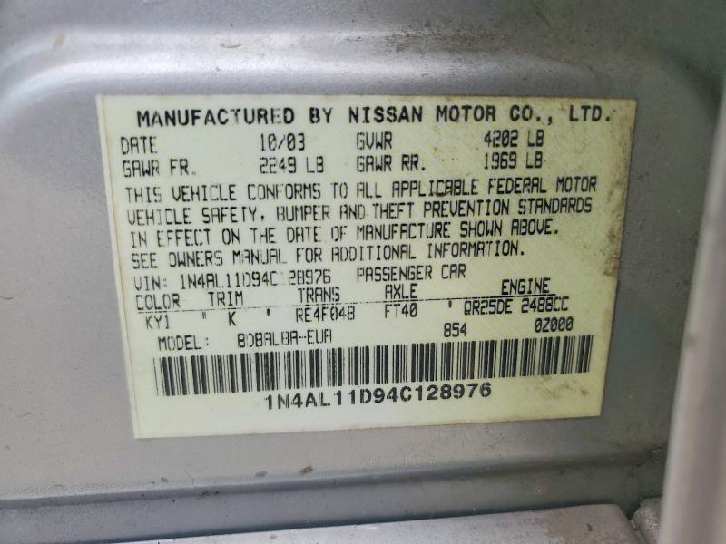 Продажа на аукционе авто 2004 Nissan Altima, vin: 1N4AL11D94C128976, номер лота: 55175946