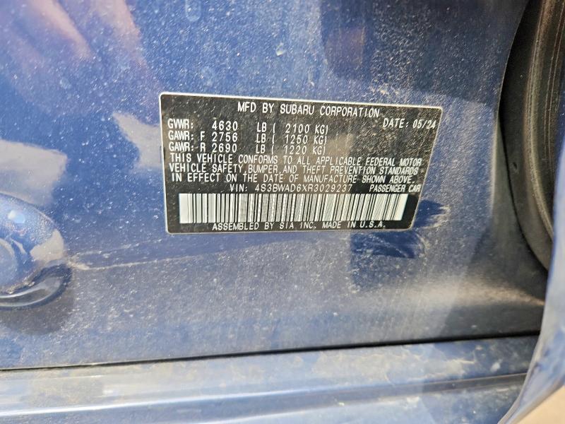 Продажа на аукционе авто 2024 Subaru Legacy, vin: 4S3BWAD6XR3029237, номер лота: 52953506