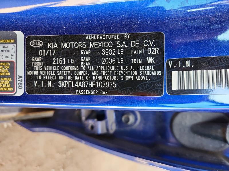 53555156 :رقم المزاد ، 3KPFL4A87HE107935 vin ، 2017 Kia Forte مزاد بيع