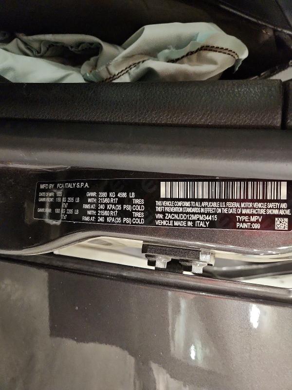55185416 :رقم المزاد ، ZACNJDD12MPM34415 vin ، 2021 Jeep Renegade مزاد بيع