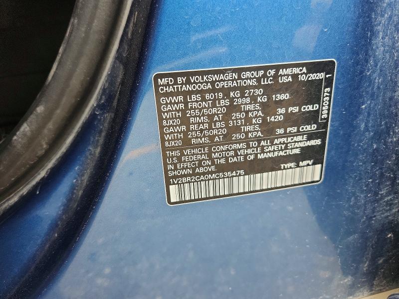 Aukcja sprzedaży 2021 Volkswagen Atlas, vin: 1V2BR2CA0MC535475, numer aukcji: 53816976