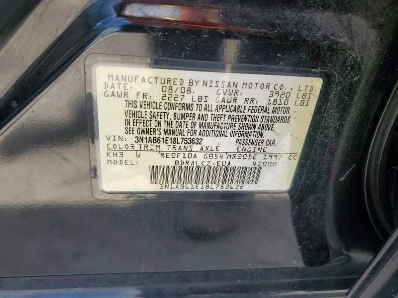 Aukcja sprzedaży 2008 Nissan Sentra, vin: 3N1AB61E18L753632, numer aukcji: 53347926