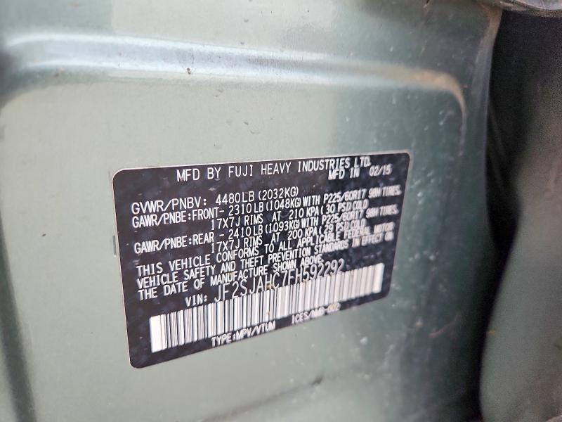 53653846 :رقم المزاد ، JF2SJAHC7FH592292 vin ، 2015 Subaru Forester مزاد بيع
