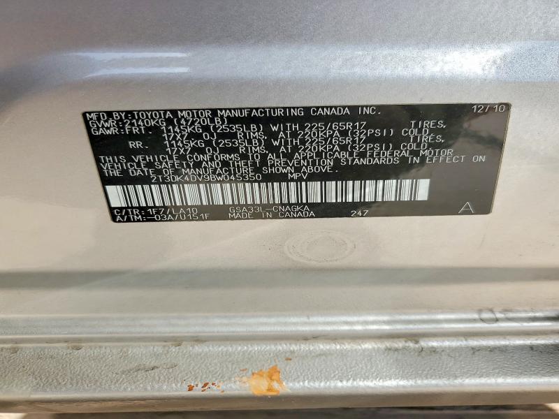 Aukcja sprzedaży 2011 Toyota Rav4, vin: 2T3DK4DV9BW045350, numer aukcji: 54195136
