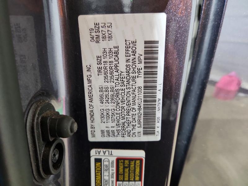 Продаж на аукціоні авто 2019 Honda Cr-v, vin: 5J6RW2H84KL011008, номер лоту: 55175886