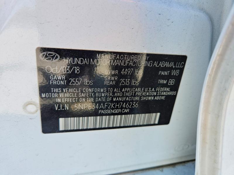 Aukcja sprzedaży 2019 Hyundai Sonata, vin: 5NPE34AF2KH746236, numer aukcji: 53605866