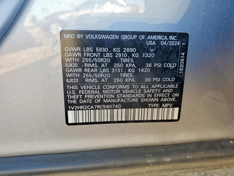 Продаж на аукціоні авто 2024 Volkswagen Atlas, vin: 1V2HR2CA7RC580740, номер лоту: 52781556