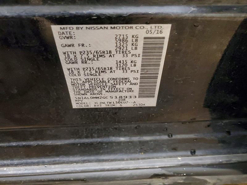 Aukcja sprzedaży 2016 Infiniti Qx60, vin: 5N1AL0MM2GC518933, numer aukcji: 52242116