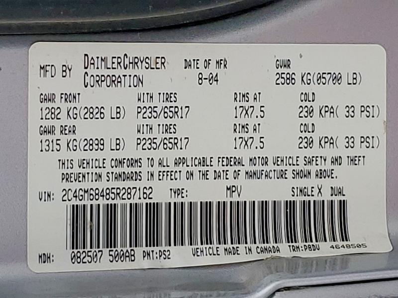 Aukcja sprzedaży 2005 Chrysler Pacifica, vin: 2C4GM68485R287162, numer aukcji: 53342866